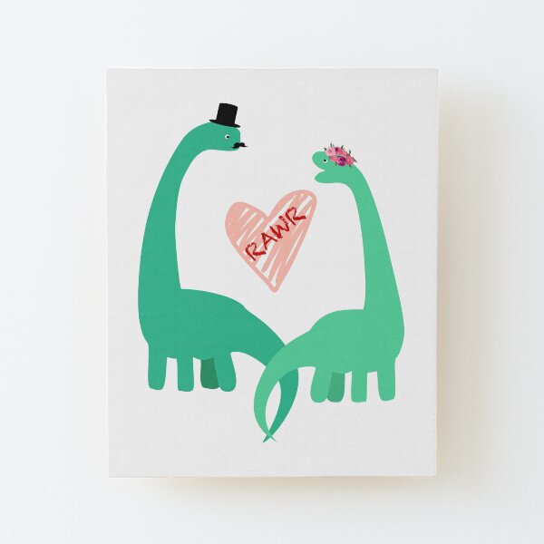 Brontosaurus couple Wood Mounted Print
