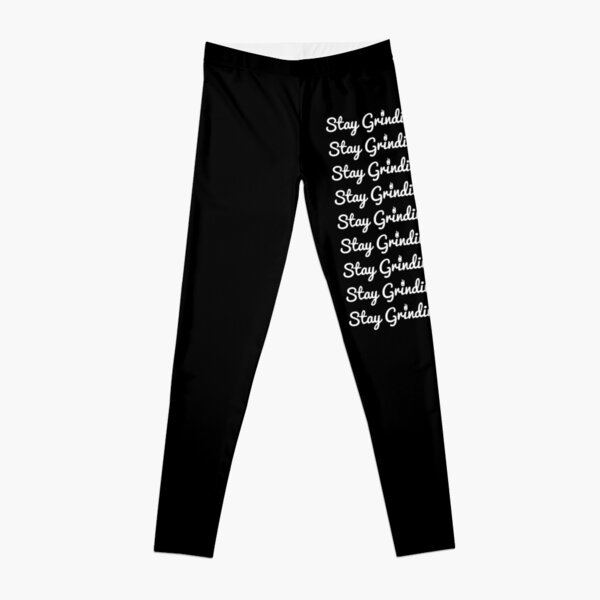Stay Grindin Clothing - Repeated Cursive - White Leggings