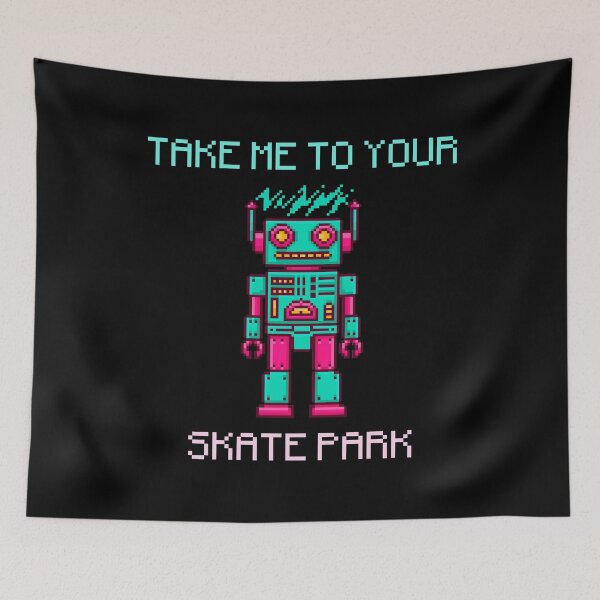 Item preview, Take Me To Your Skate Park – Neon Colours Toy Robot Skater Geeky Mecha designed and sold by The Green Corner.