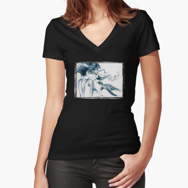 Sea Turtle Totem Fitted V-Neck T-Shirt
