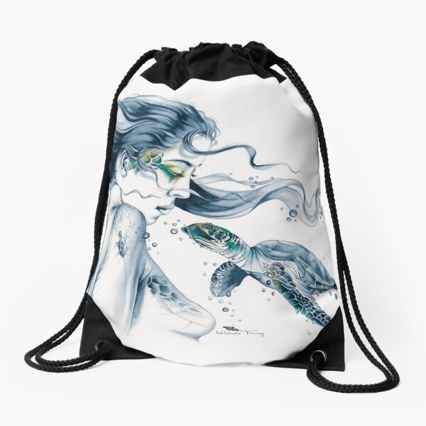 Sea Turtle Totem Drawstring Bag
