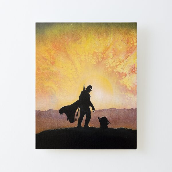 mando hunter and child canvas Canvas Mounted Print
