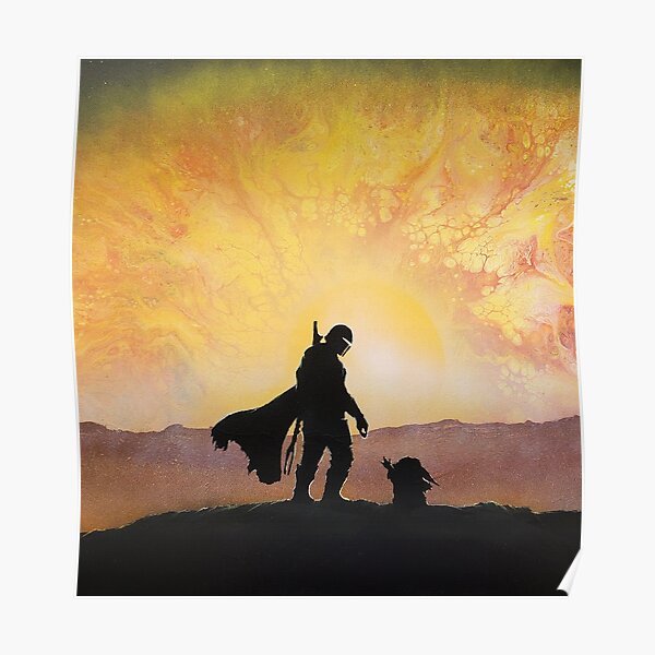 mando hunter and child canvas Poster