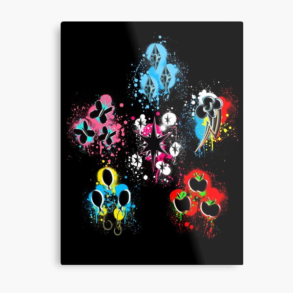 Mane Six Cutie Mark's Aura Splatter V2.0 Metal Print