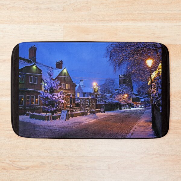 Item preview, Grappenhall Village (Church and Rams Head pub) in the Winter Snow,Warrington,Cheshire,England designed and sold by Local gifts from HotpixUK .
