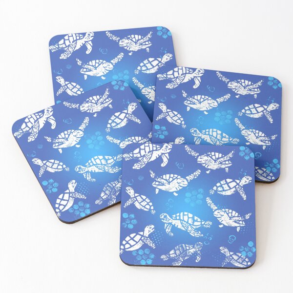 Item preview, White turtle print on blue designed and sold by Dibujo Divertido.