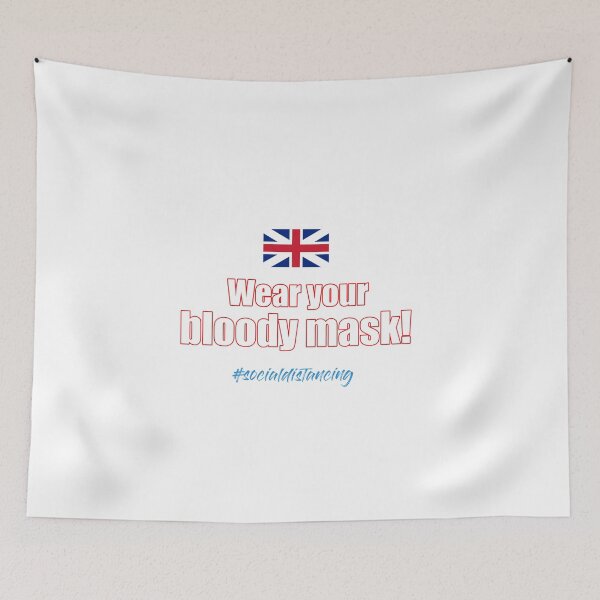 Item preview, Bandera de Inglaterra ¡Ponte tu maldita máscara! Bandera Union Jack Manténgase seguro designed and sold by obedtheartist.