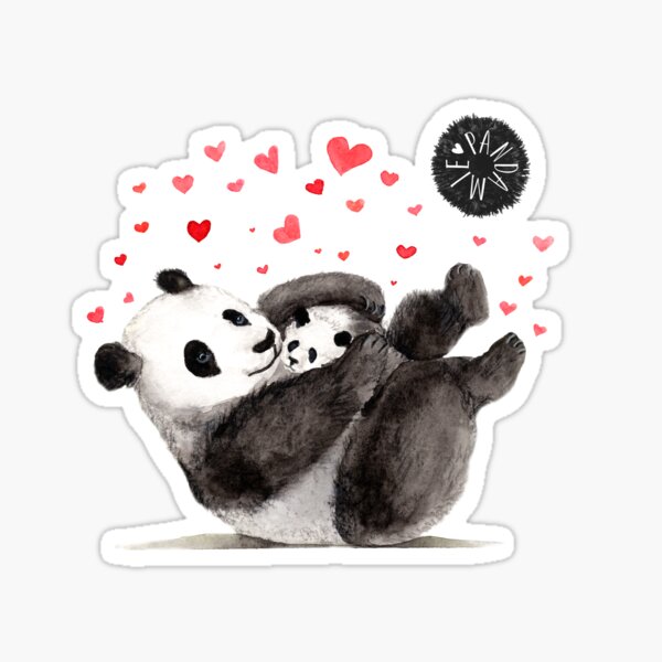 Giant Panda Mother and Baby cuddling Sticker