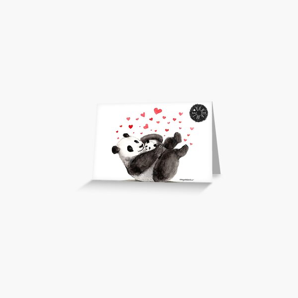 Giant Panda Mother and Baby cuddling Greeting Card
