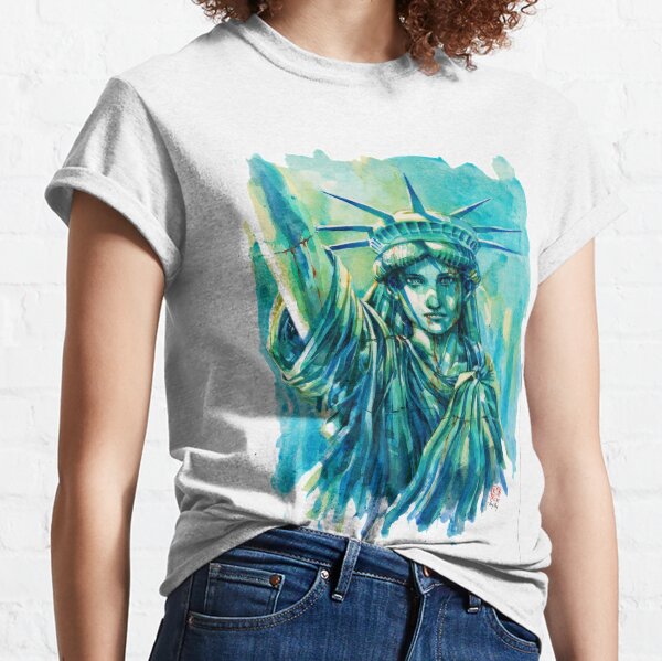 Lady Liberty Resolute Original Watercolor Classic T-Shirt