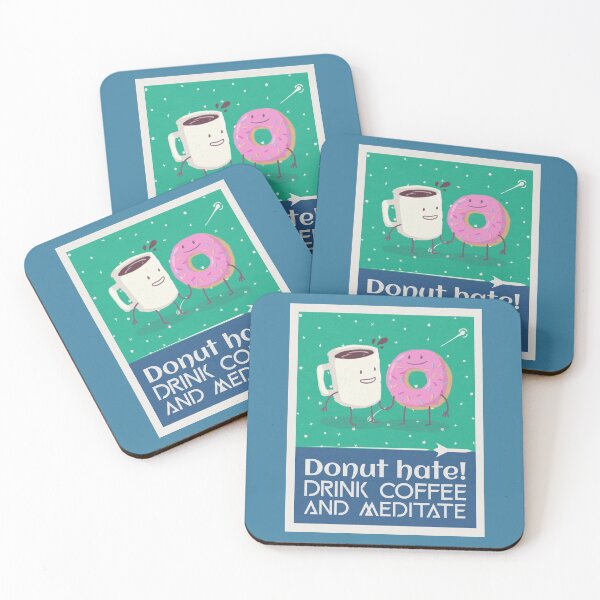Item preview, Dont hate, meditate! | Funny vintage coffee, donut and meditation designed and sold by DeliriousSteve.