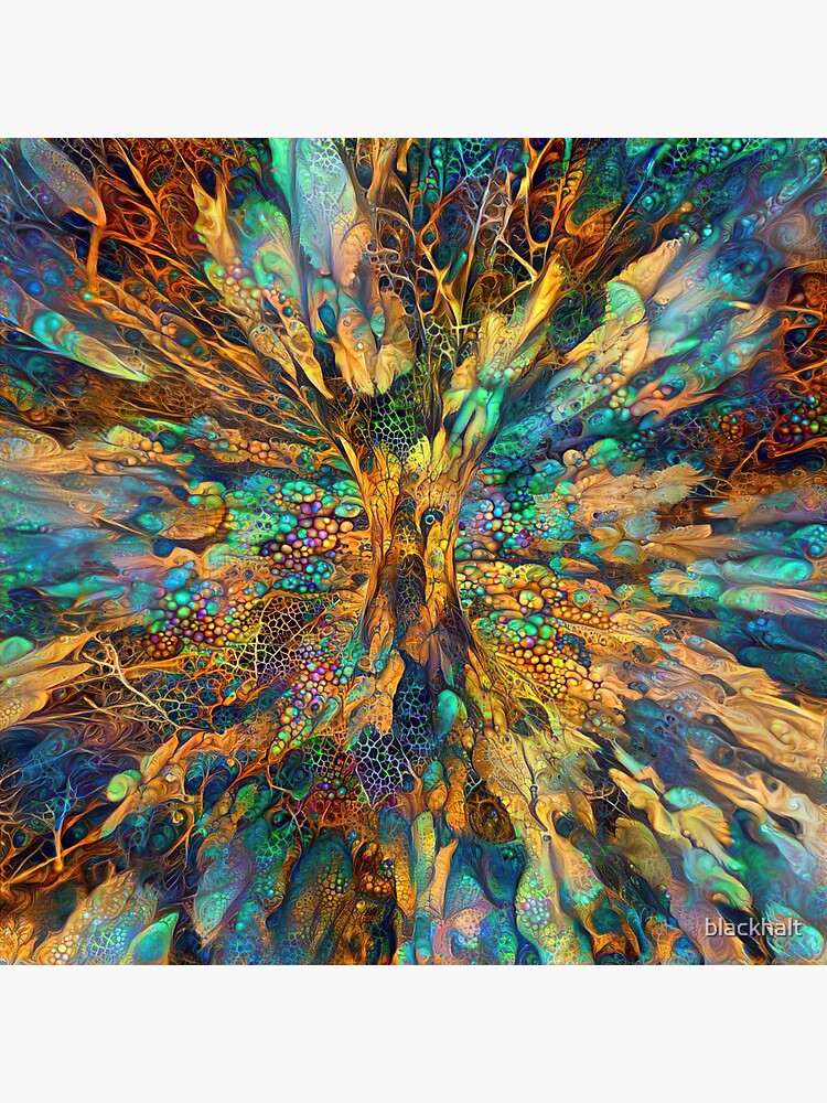 Thumbnail 3 of 3, Sticker, Deepdream abstraction designed and sold by blackhalt.