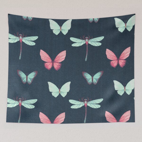 Item preview, Blue jeans background - butterfly - Dragonfly designed and sold by wiwiart.
