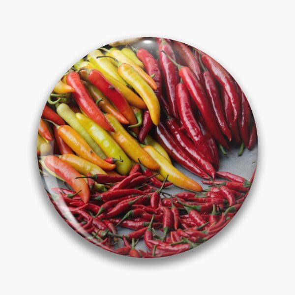 Item preview, Different types of peppers on plate at market in Vietnam designed and sold by krisgreenwood.