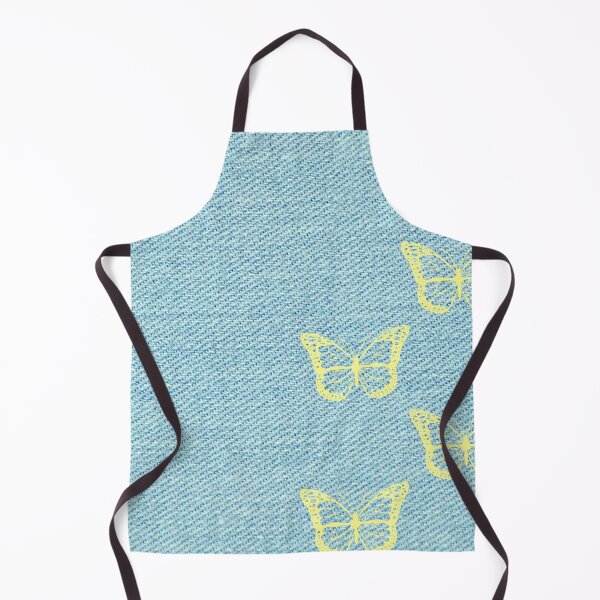 Item preview, Light Blue jeans background -yellow butterfly designed and sold by wiwiart.