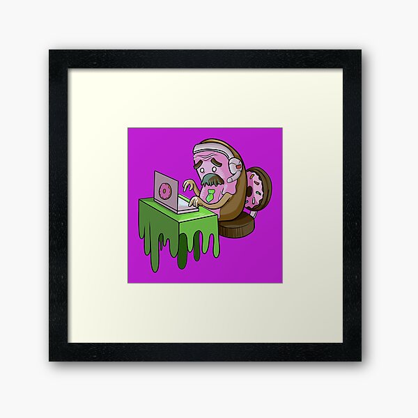 Remote Office Worker Pink Donut Framed Art Print
