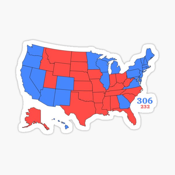 Electoral College Map 2020 with Numbers Sticker