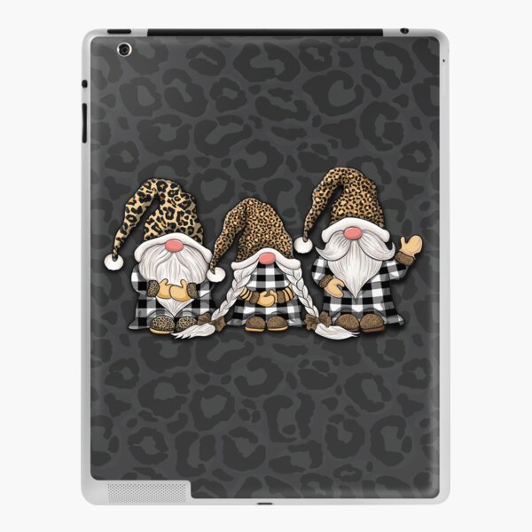 Cute Gnomes Leopard check  Plaid pattern Christmas gnome iPad Skin