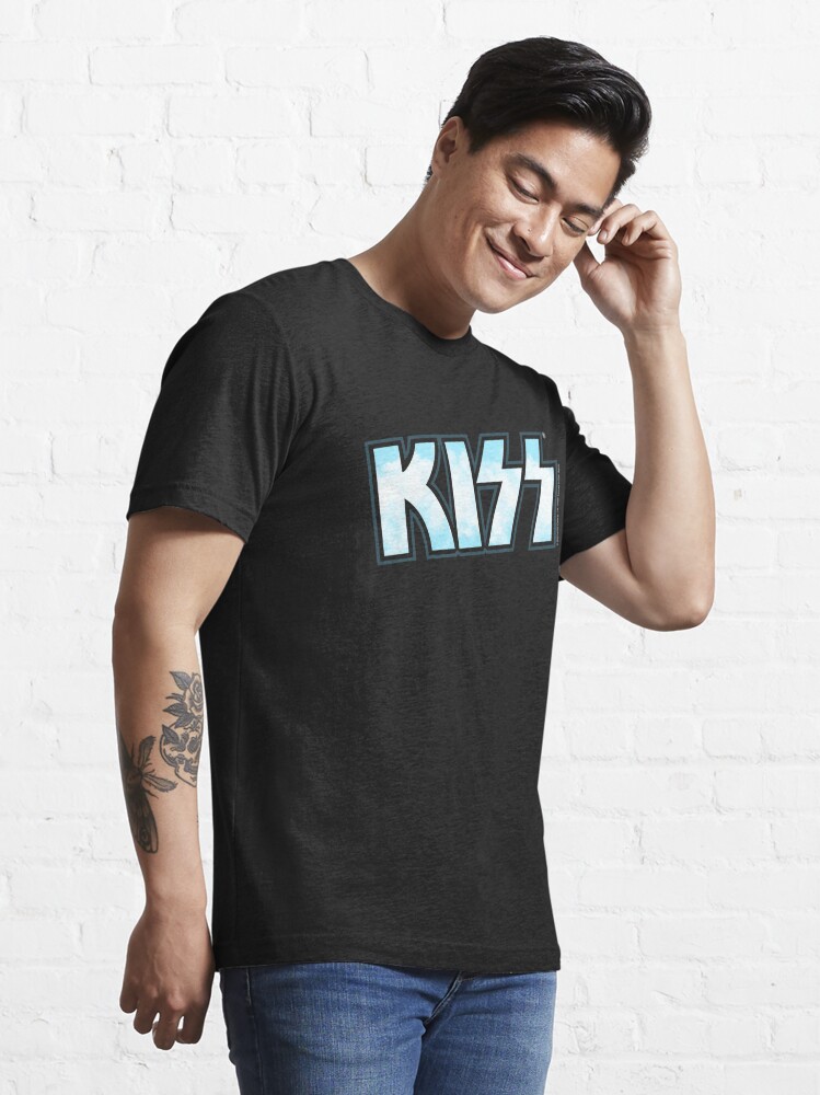 Discover Clouds Blue Sky Kiss The Band Logo Dark | Essential T-Shirt 