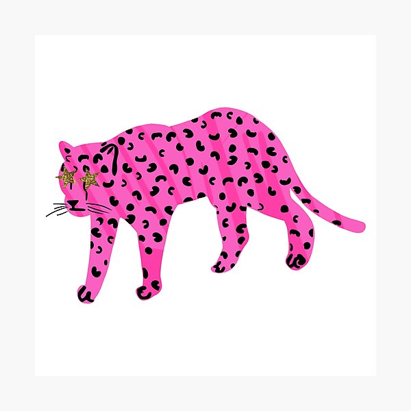 neon pink star eyed leopard Photographic Print