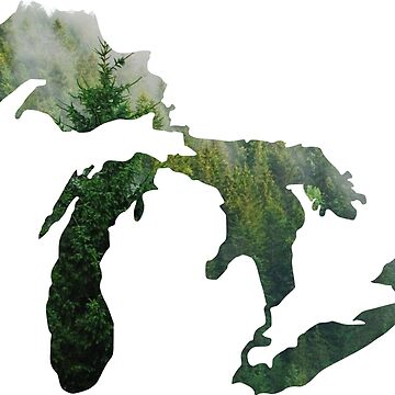 Foggy Upper Peninsula Pine Forest - Michigan Great Lakes Outline Sticker  for Sale by TaoJones42