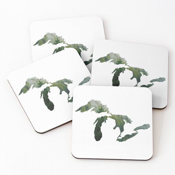Item preview, Foggy Upper Peninsula Pine Forest - Michigan Great Lakes Outline designed and sold by TaoJones42.