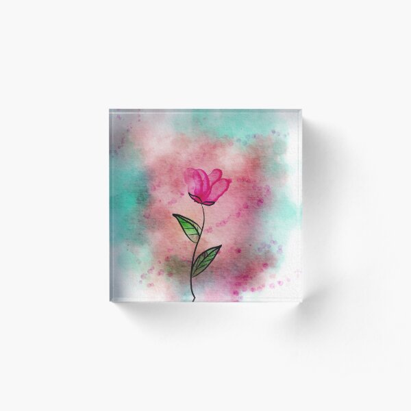 Water Color Flower Painting Acrylic Block
