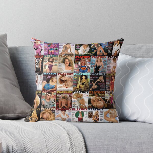 1980s Playboy collage Throw Pillow