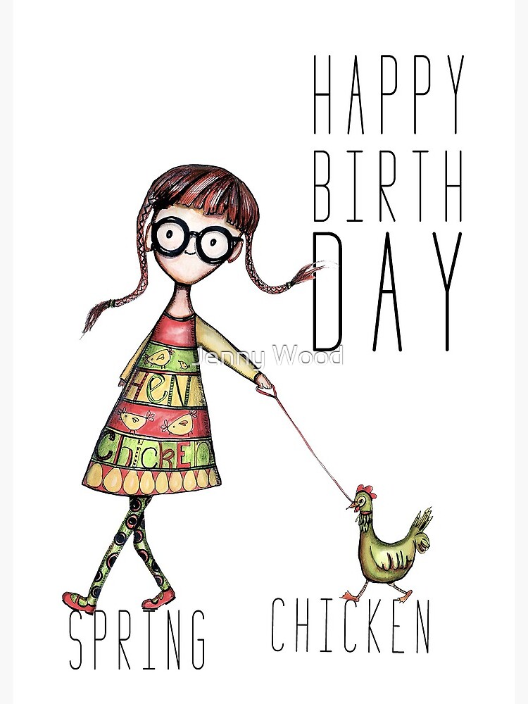 Carte De Vœux Poulet De Printemps Joyeux Anniversaire Par Dishmoptop Redbubble