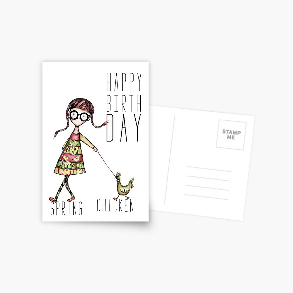 Carte De Vœux Poulet De Printemps Joyeux Anniversaire Par Dishmoptop Redbubble