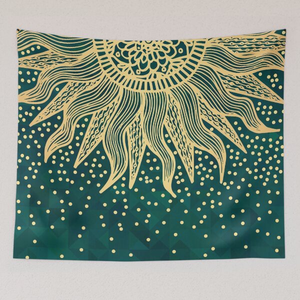 Item preview, Emerald Gold Sun Mandala Green Confetti designed and sold by Julie Erin Designs.