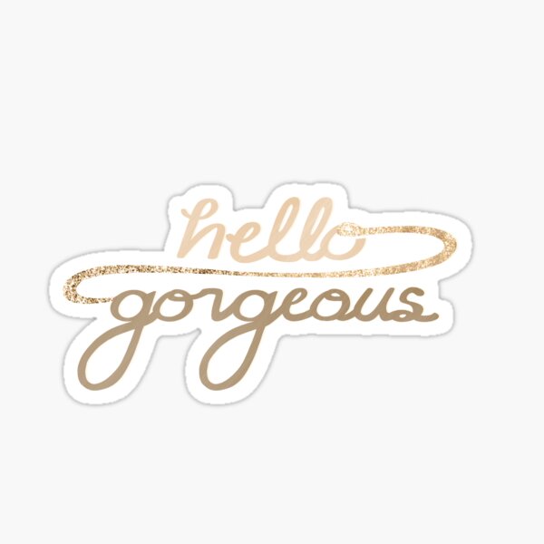 "Hello Gold" Sticker by stubiedoodles Redbubble