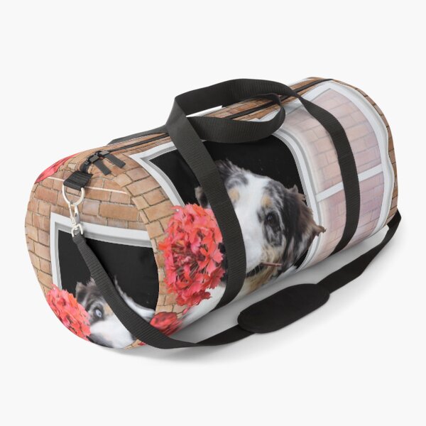 Item preview, Happy Shepherd Dog With a Flower Looking out Window - Brick Wall designed and sold by ittybittyowl.