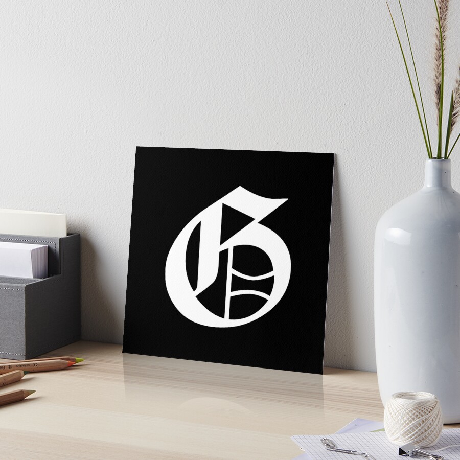 G – Old English Initial Black Letter G | Art Board Print