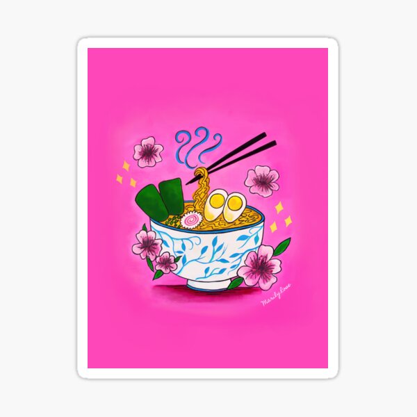 Cherry Blossoms and Ramen Sticker