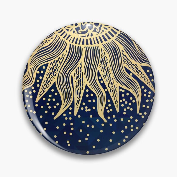 Artikelvorschau, Blaues goldenes Boho Sonnenmandala Konfetti entworfen und verkauft von Julie Erin Designs.