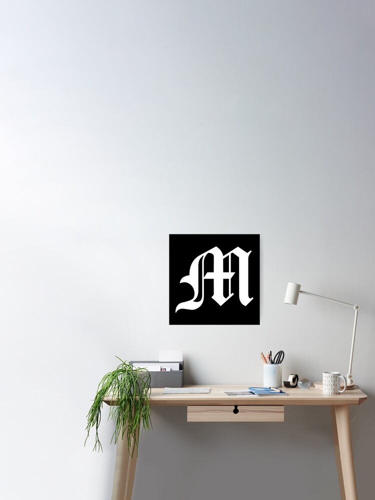 M – Old English Initial White Letter M Poster for Sale by Typeglyphs