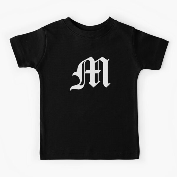 M – Old English Initial Black Letter M Kids T-Shirt for Sale by Typeglyphs