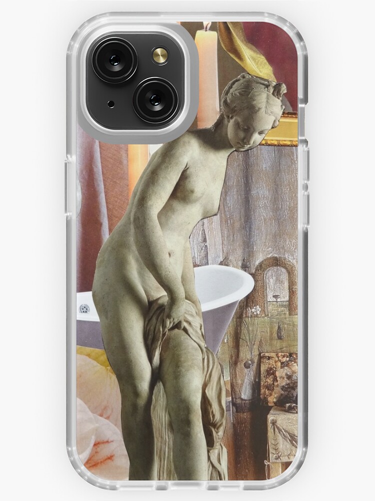 Naked woman staue in the bathroom Collage iPhone Case