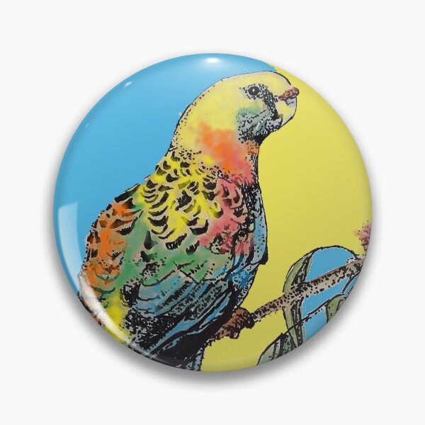 Item preview, Rosella Parrot Watercolor Painting on Blue designed and sold by Sarah  Rajkotwala.