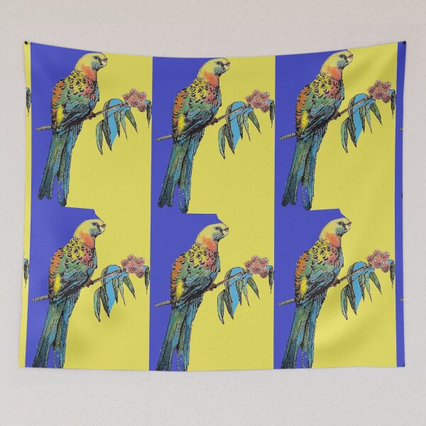 Item preview, Rosella Parrot Watercolor Painting on Navy designed and sold by Sarah  Rajkotwala.