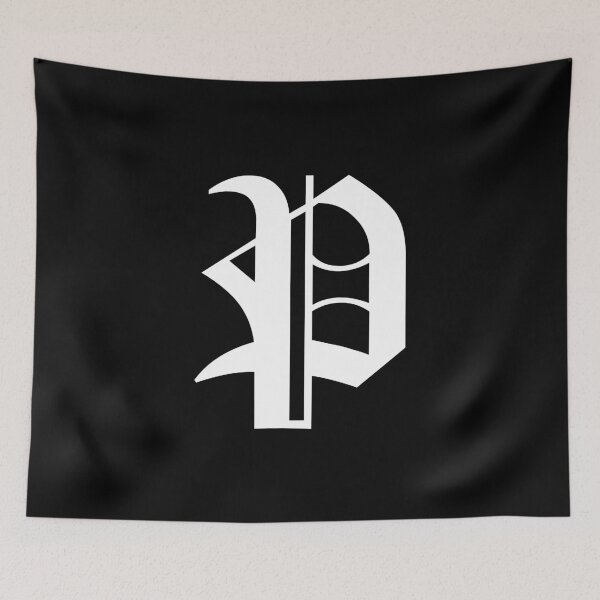 Item preview, P – Old English Initial White Letter P designed and sold by Typeglyphs.