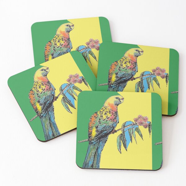 Item preview, Rosella Parrot Watercolor Painting on Green designed and sold by Sarah  Rajkotwala.
