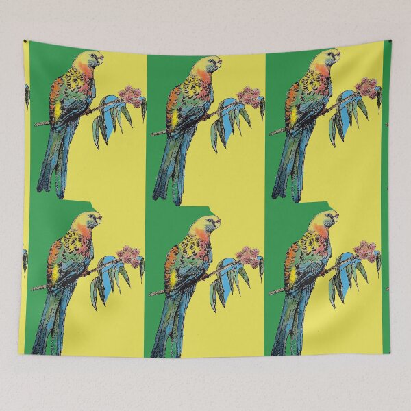 Item preview, Rosella Parrot Watercolor Painting on Green designed and sold by Sarah  Rajkotwala.