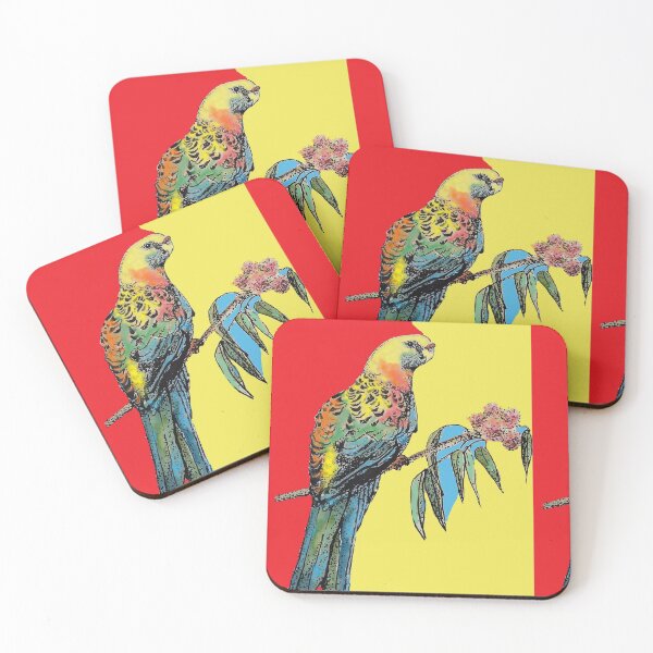 Item preview, Rosella Parrot Watercolor Painting on Red designed and sold by Sarah  Rajkotwala.