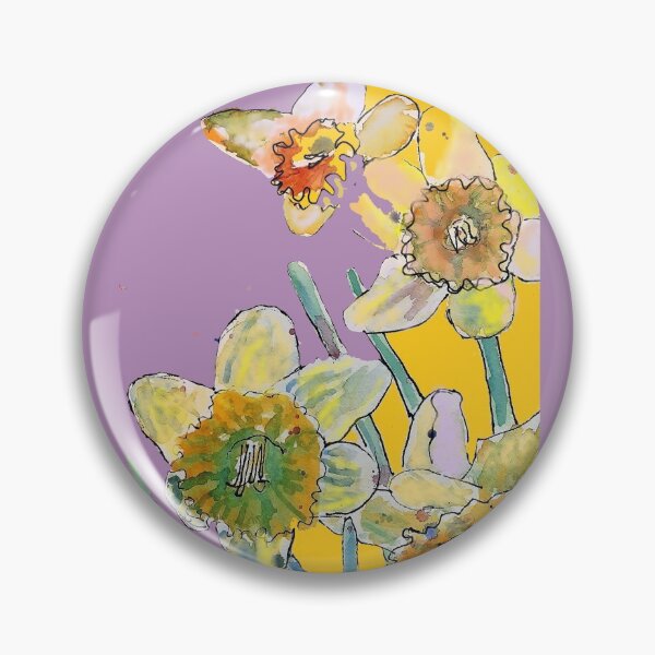 Item preview, Abstract Yellow Daffodil Watercolor Pattern on Lilac designed and sold by Sarah  Rajkotwala.