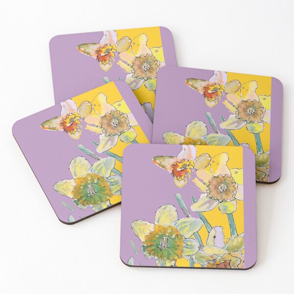 Item preview, Abstract Yellow Daffodil Watercolor Pattern on Lilac designed and sold by Sarah  Rajkotwala.