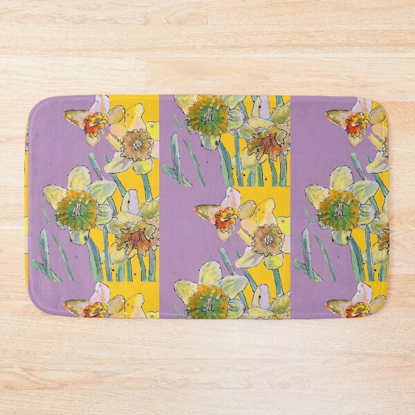 Item preview, Abstract Yellow Daffodil Watercolor Pattern on Lilac designed and sold by Sarah  Rajkotwala.