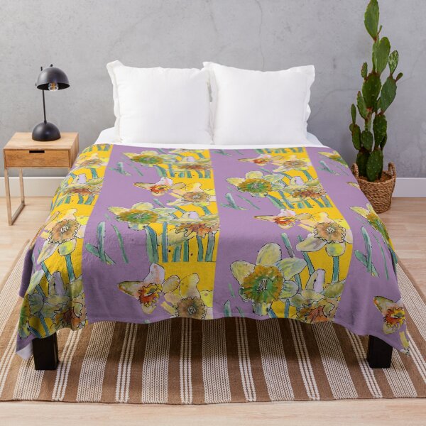 Item preview, Abstract Yellow Daffodil Watercolor Pattern on Lilac designed and sold by Sarah Rajkotwala.