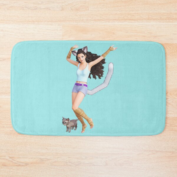 Item preview, Pretty Anime Cat Girl Dancing With Kitten designed and sold by StormyMuse.